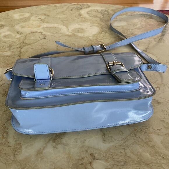 Heys Garden Party Mini Messenger Crossbody Bag Blue Patent Leather - Picture 9 of 14